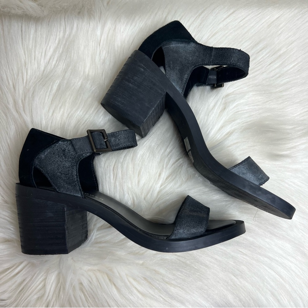 Kelsi Dagger Brooklyn Linden Ankle Strap Leather Distressed Block Heel - Picture 5 of 8